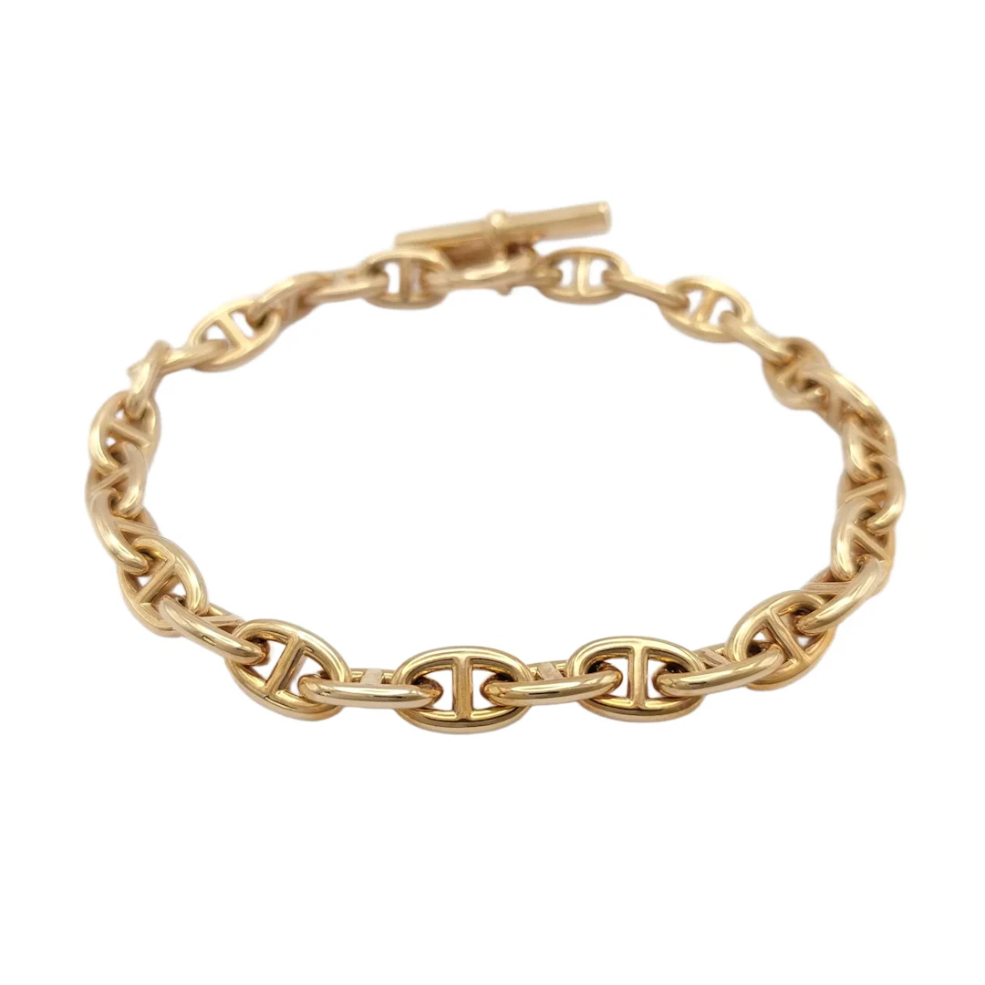 Hermes Chene Dunkle 18K Rose Gold Mariner Link Bracelet