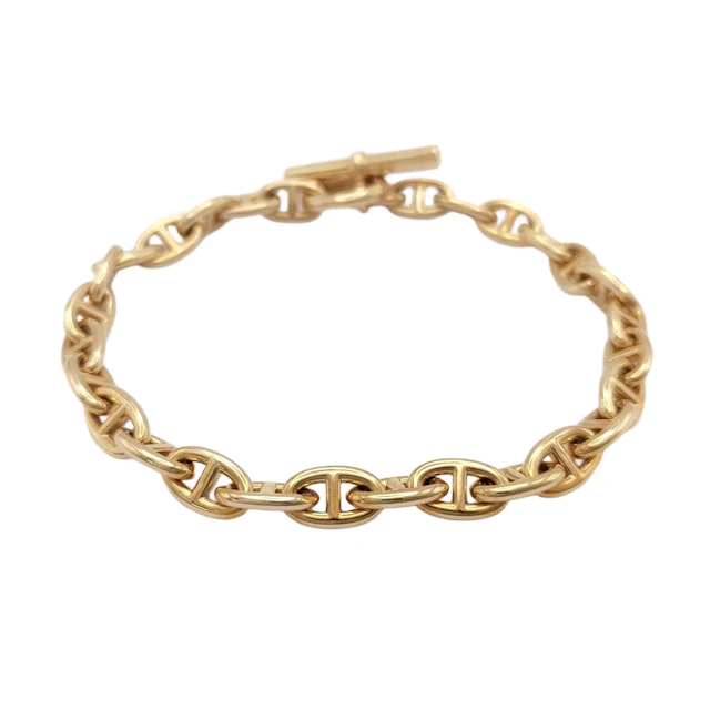Hermes Chene Dunkle 18K Rose Gold Mariner Link Bracelet
