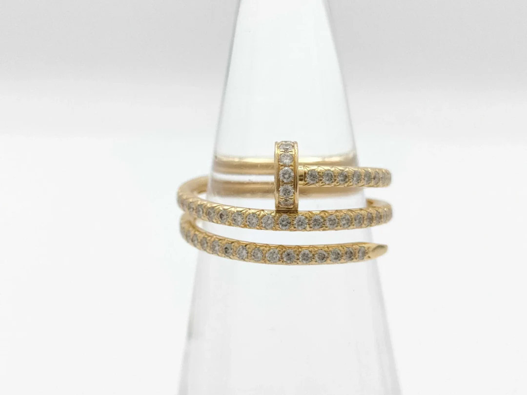 Cartier Juste un Clou Small Model Pave Diamond 18K Yellow Gold Ring