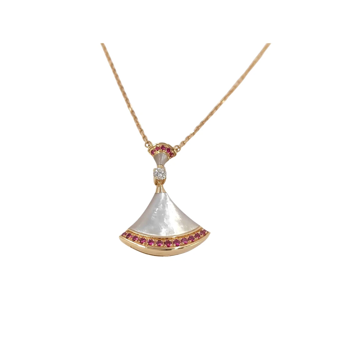 Bulgari Divas Dream Mother-of-Pearl Ruby Diamond 18K Rose Gold Pendant Necklace