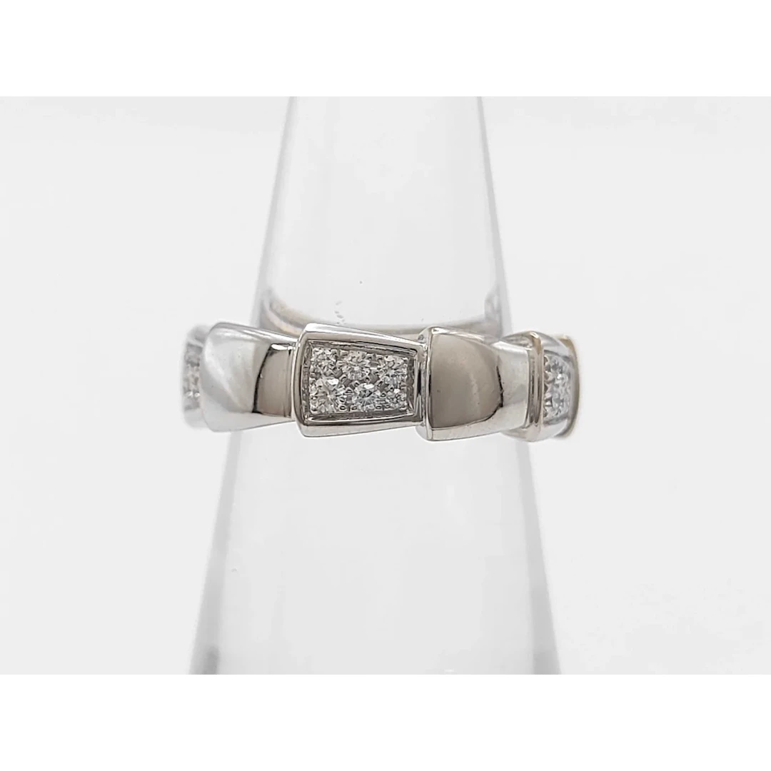 Bulgari Serpenti Viper Diamond 18K White Gold Ring, Size 50