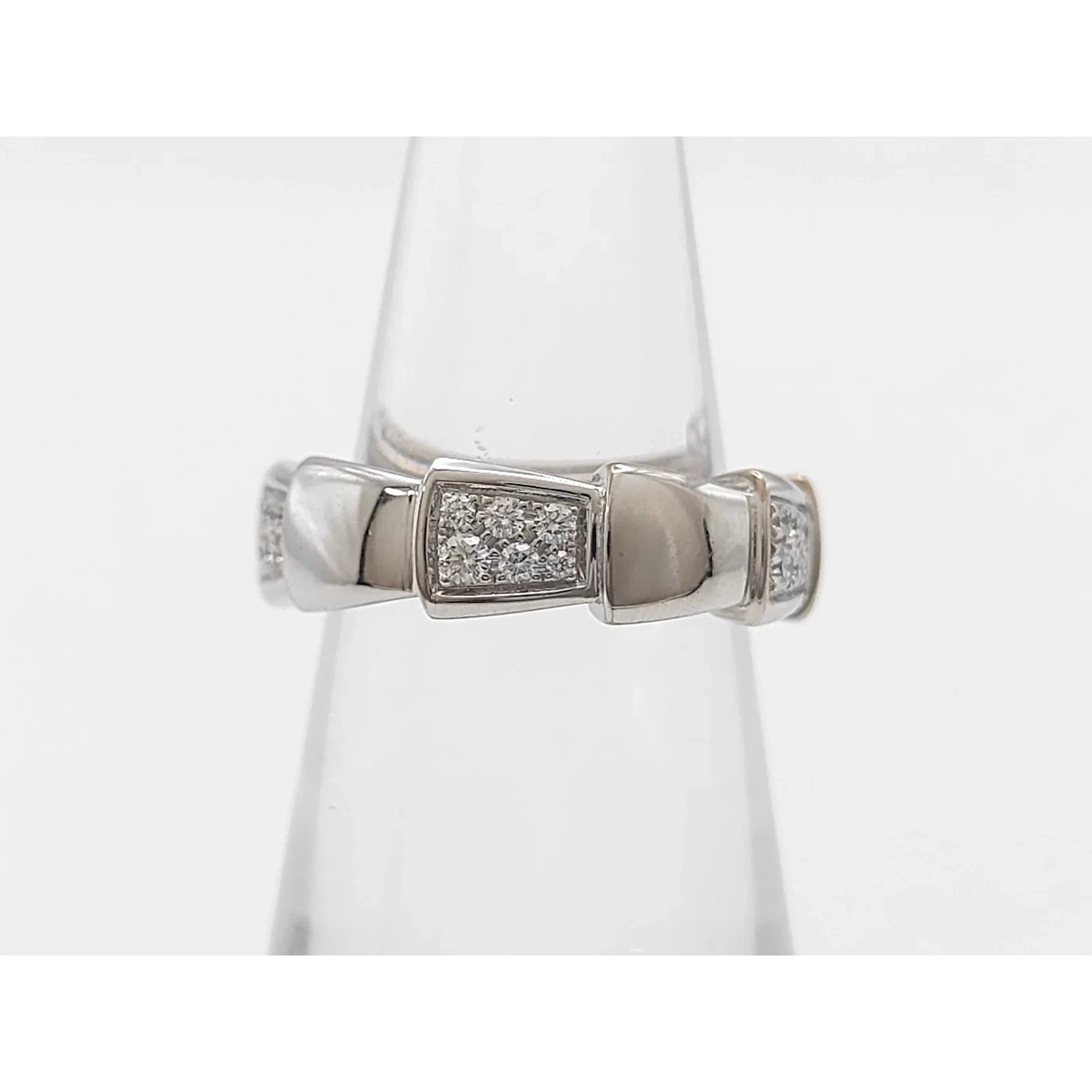 Bulgari Serpenti Viper Diamond 18K White Gold Ring, Size 50