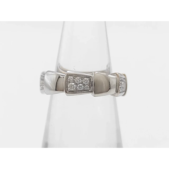 Bulgari Serpenti Viper Diamond 18K White Gold Ring, Size 50