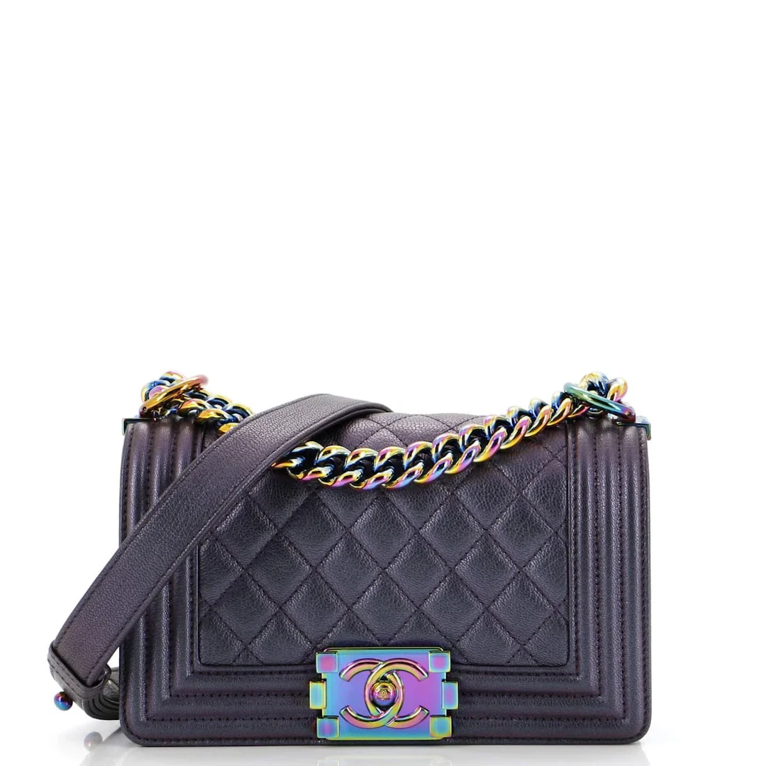 Chanel Boy Flap Bag Iridescent Purple Small