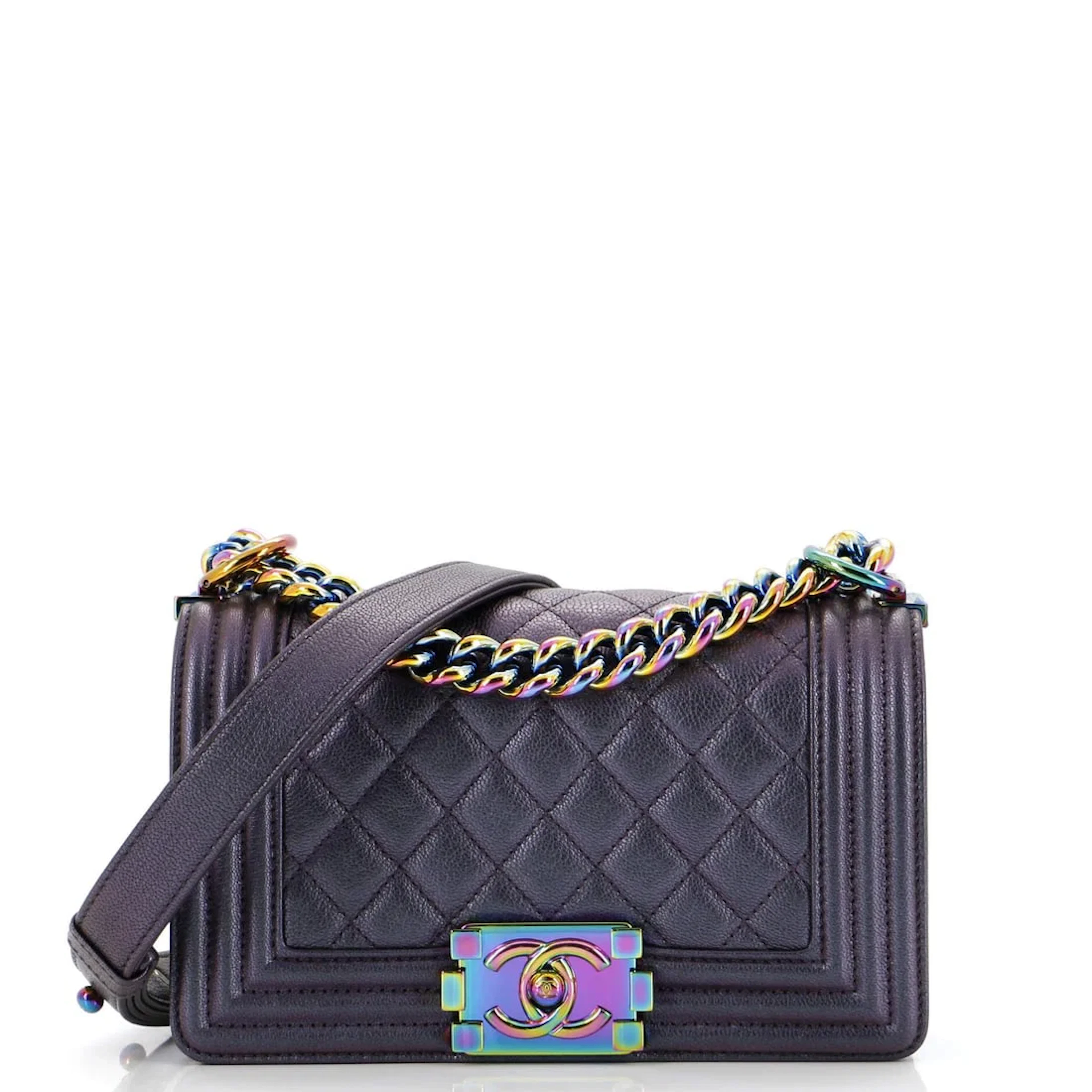 Chanel Boy Flap Bag Iridescent Purple Small