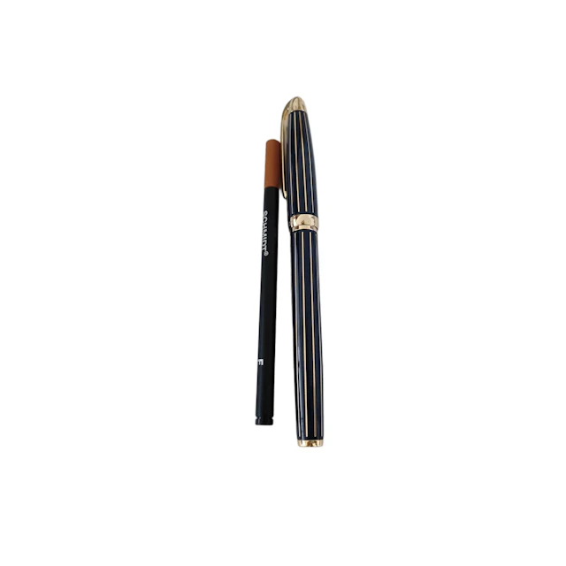 Harry Winston Vintage Black and Gold Tone Striped Ballpoint Pen
