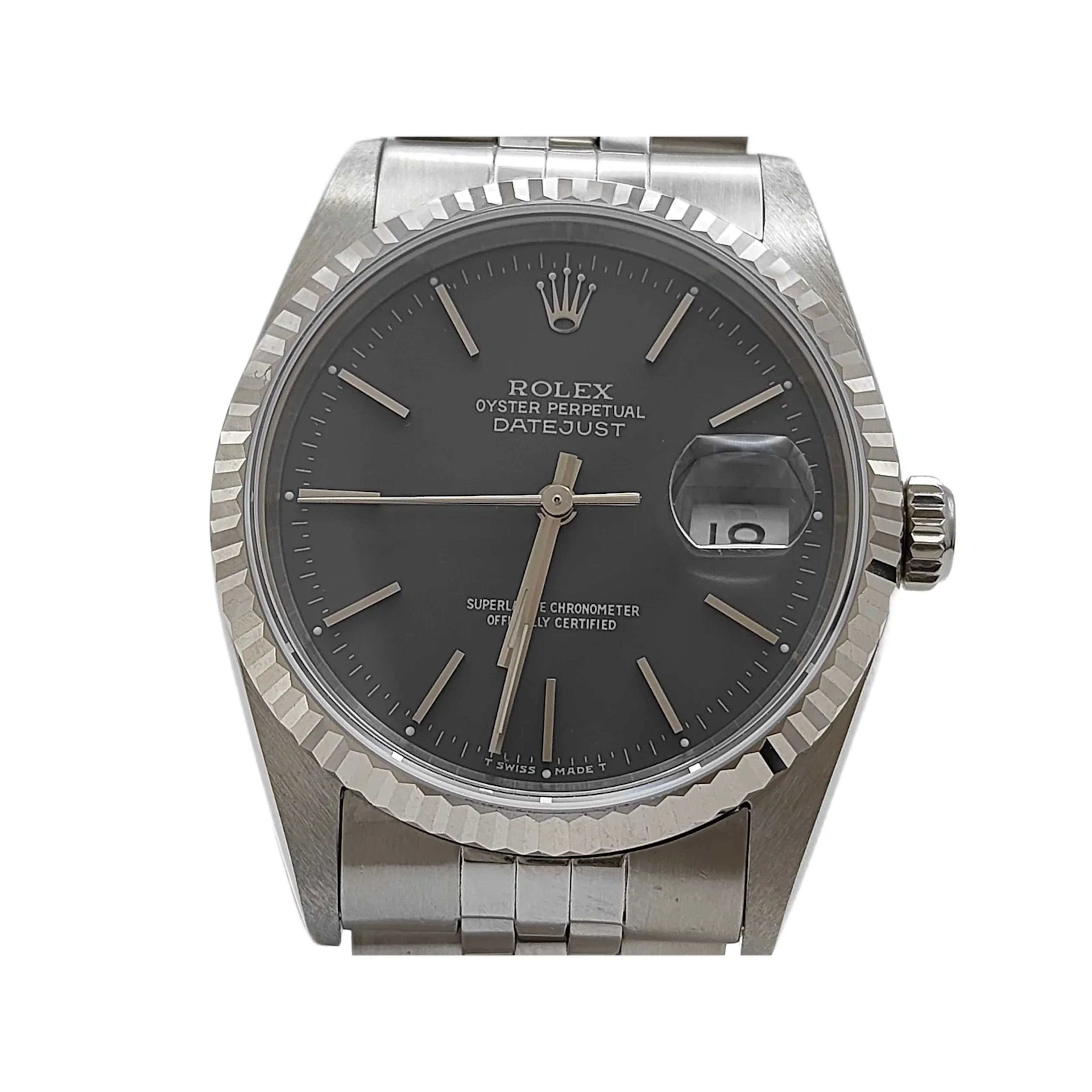 Rolex 16234 Oyster Perpetual Datejust Gray Dial Jubilee Bracelet Watch