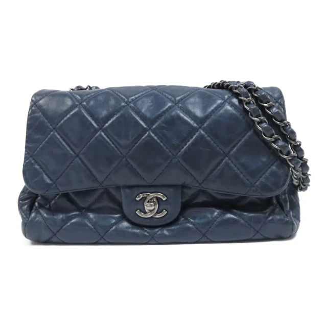 Chanel Blue Cowhide Leather Chain Shoulder Bag