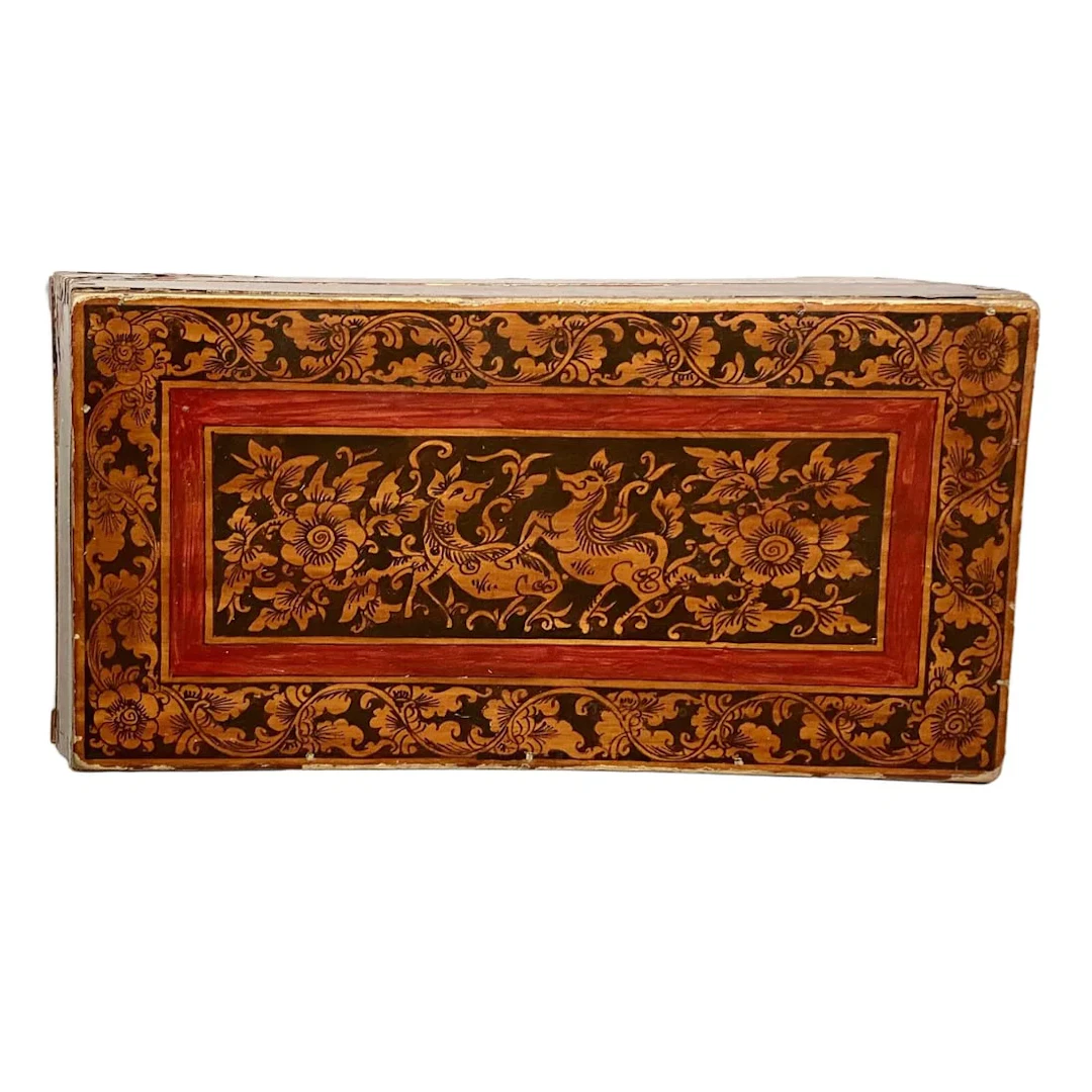 Antique Burmese Lacquer Box, 16th-19th Century