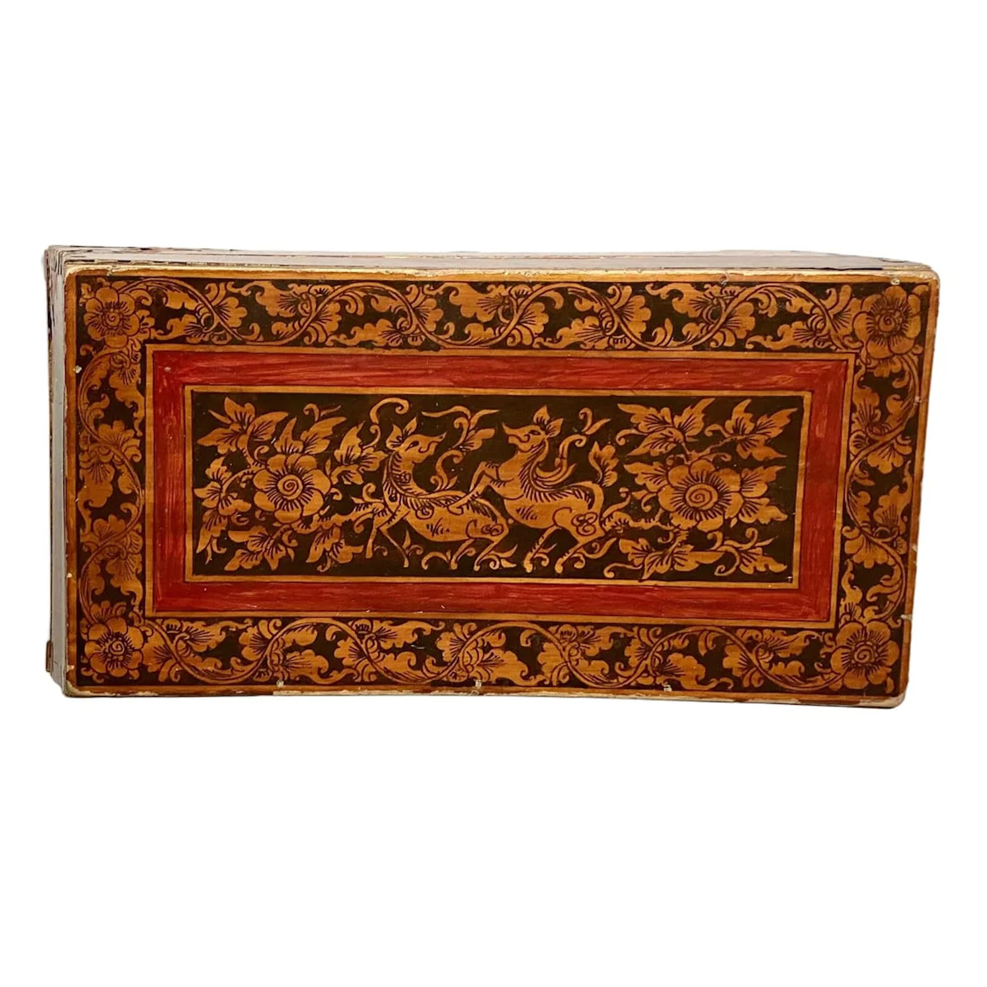 Antique Burmese Lacquer Box, 16th-19th Century