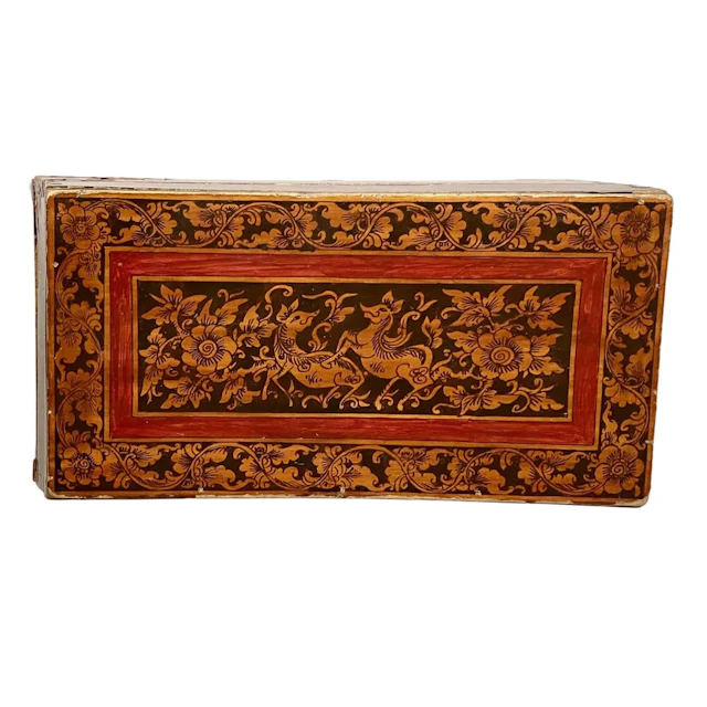 Antique Burmese Lacquer Box, 16th-19th Century