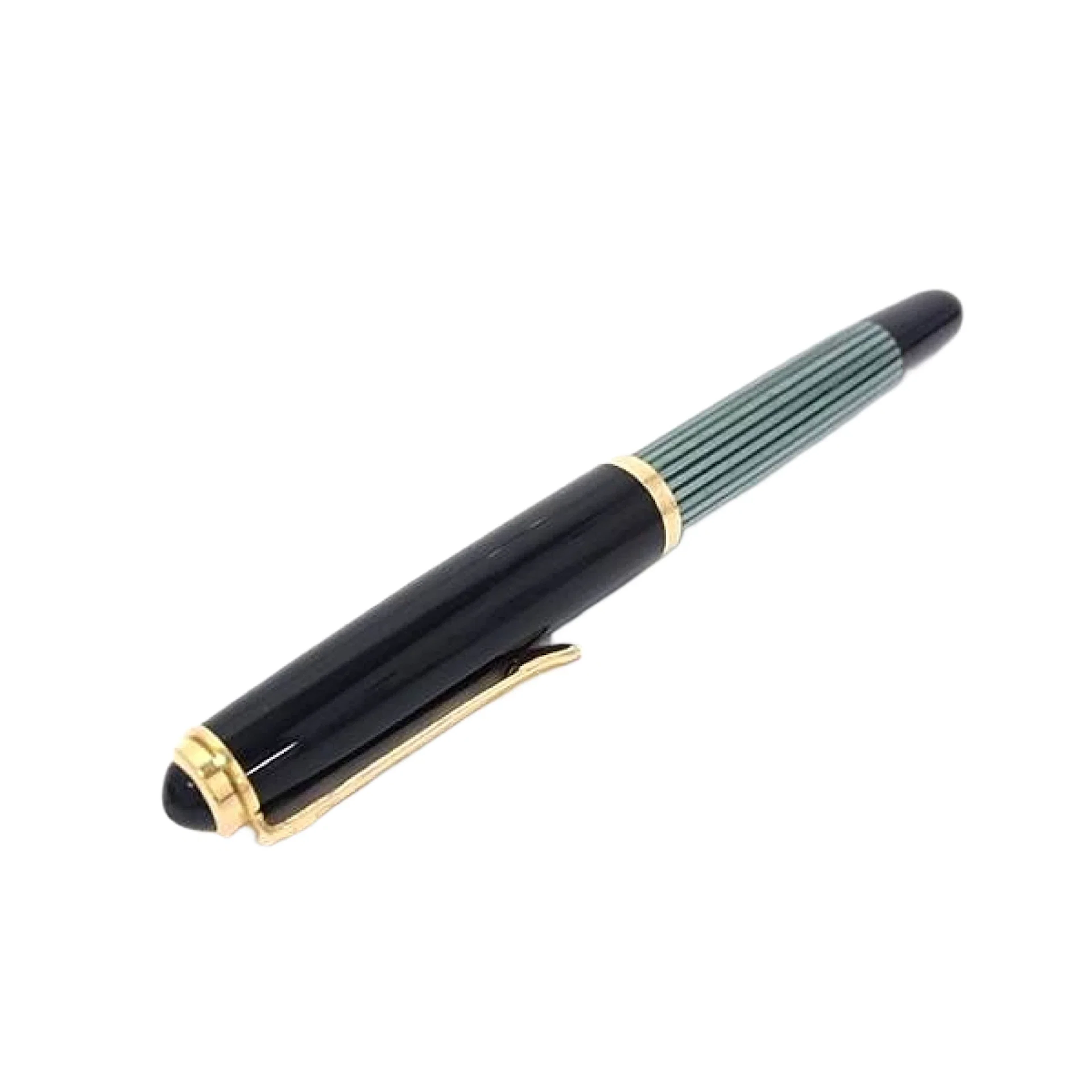 Pelikan Black and Green Striped Fountain Pen with 14C 585 Gold Nib