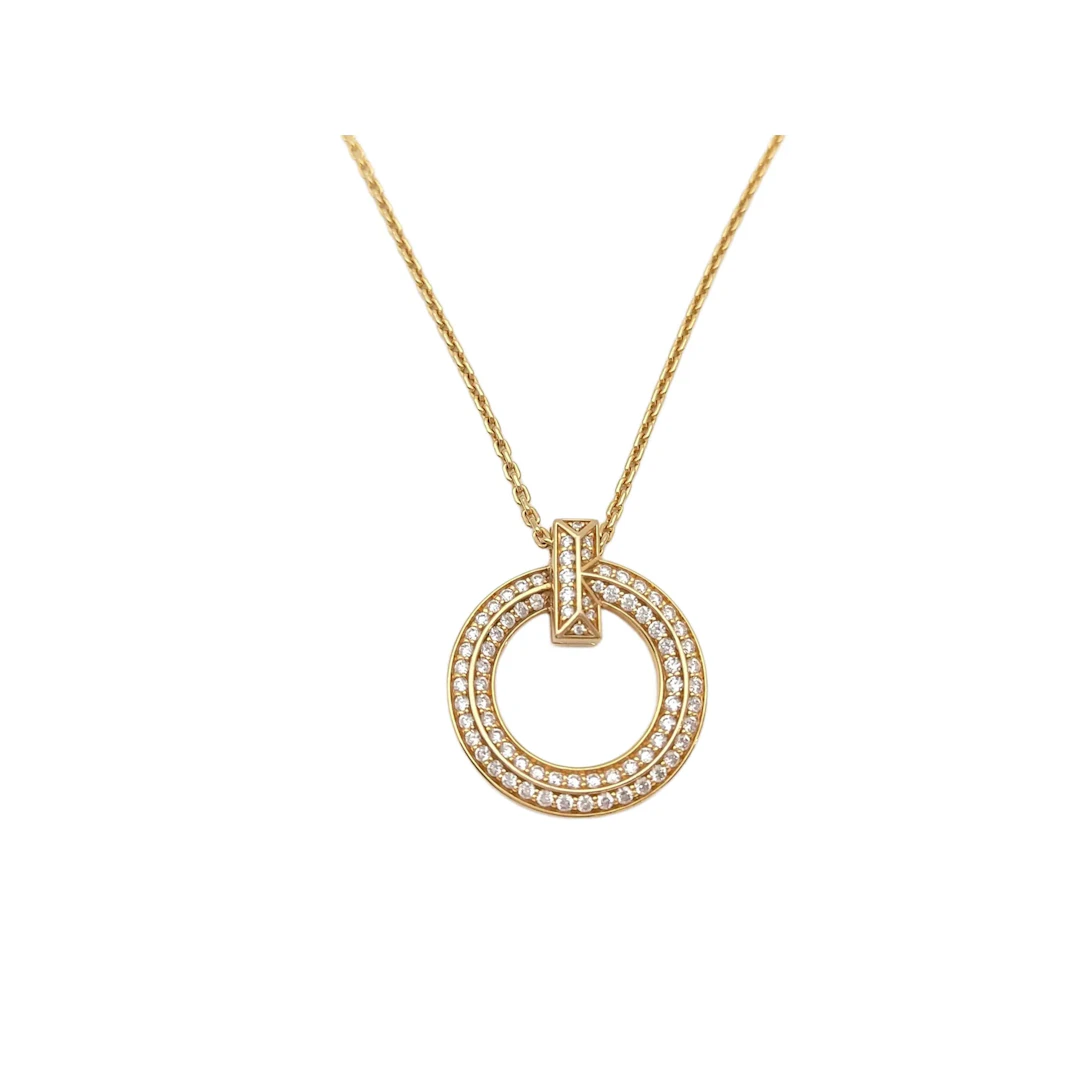 Tiffany & Co. One Circle Pave Diamond 18K Yellow Gold Pendant Necklace
