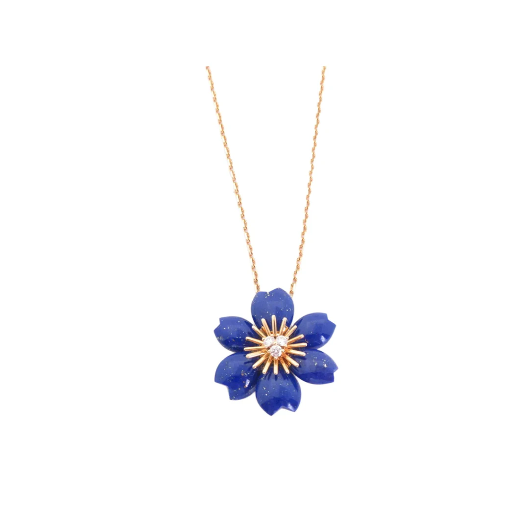Van Cleef & Arpels Rose de Noel Diamond Blue Lapis Lazuli Flower 18K