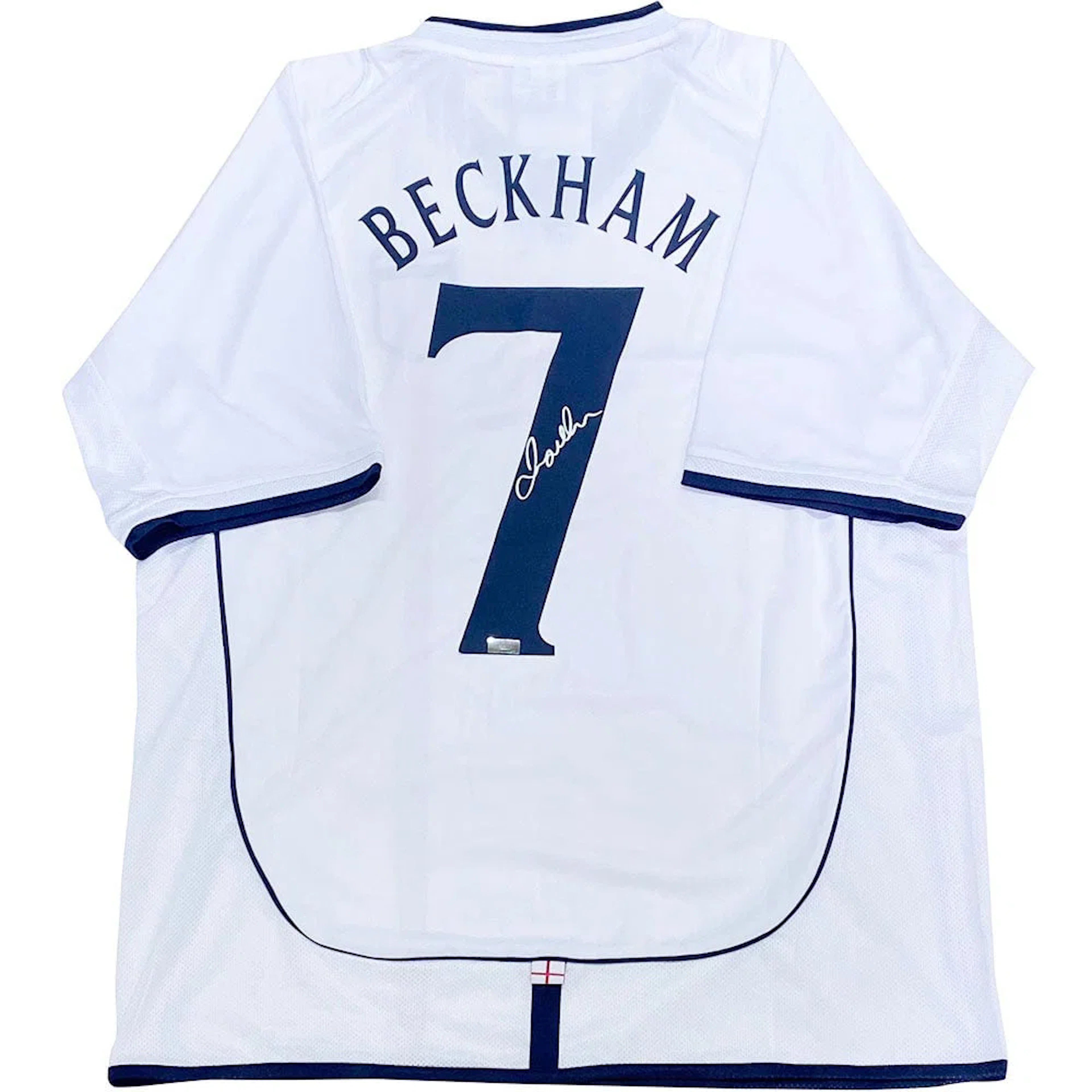 David Beckham Autographed 2002 England Replica Home Jersey