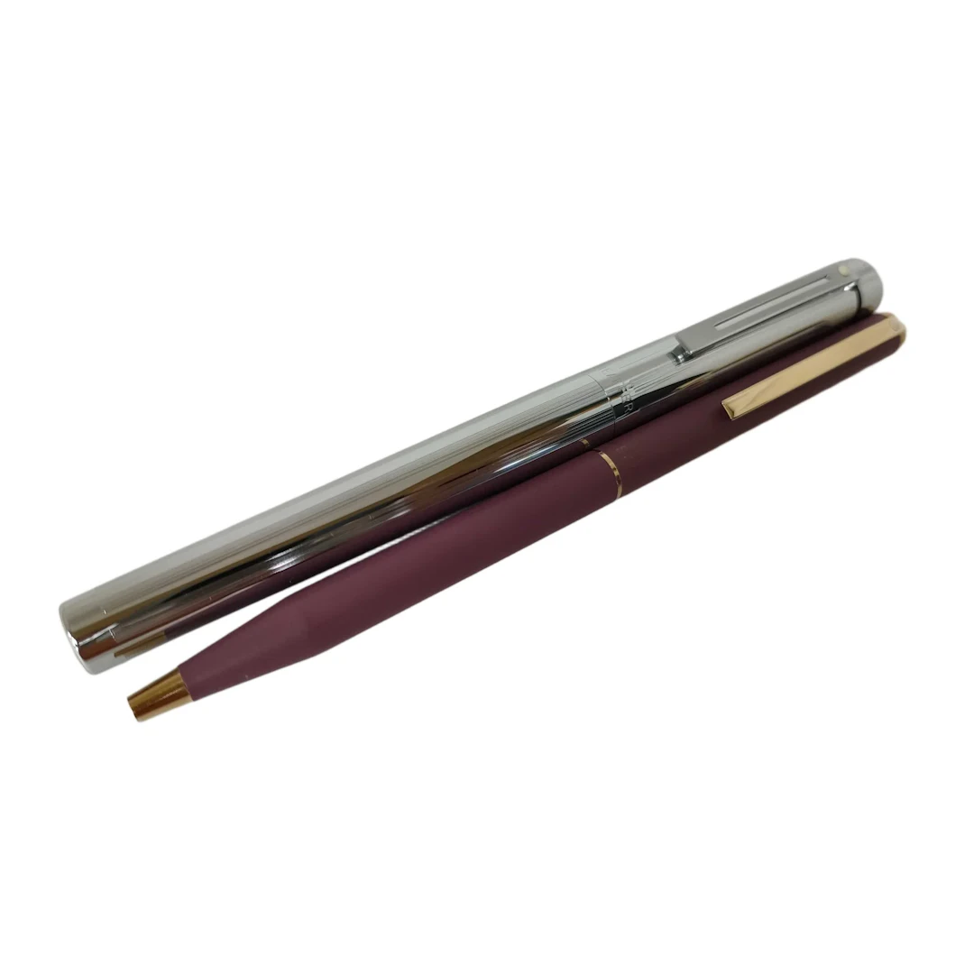 Sheaffer Purple and Silver Tone Metal Ballpoint Pens, Set of 2