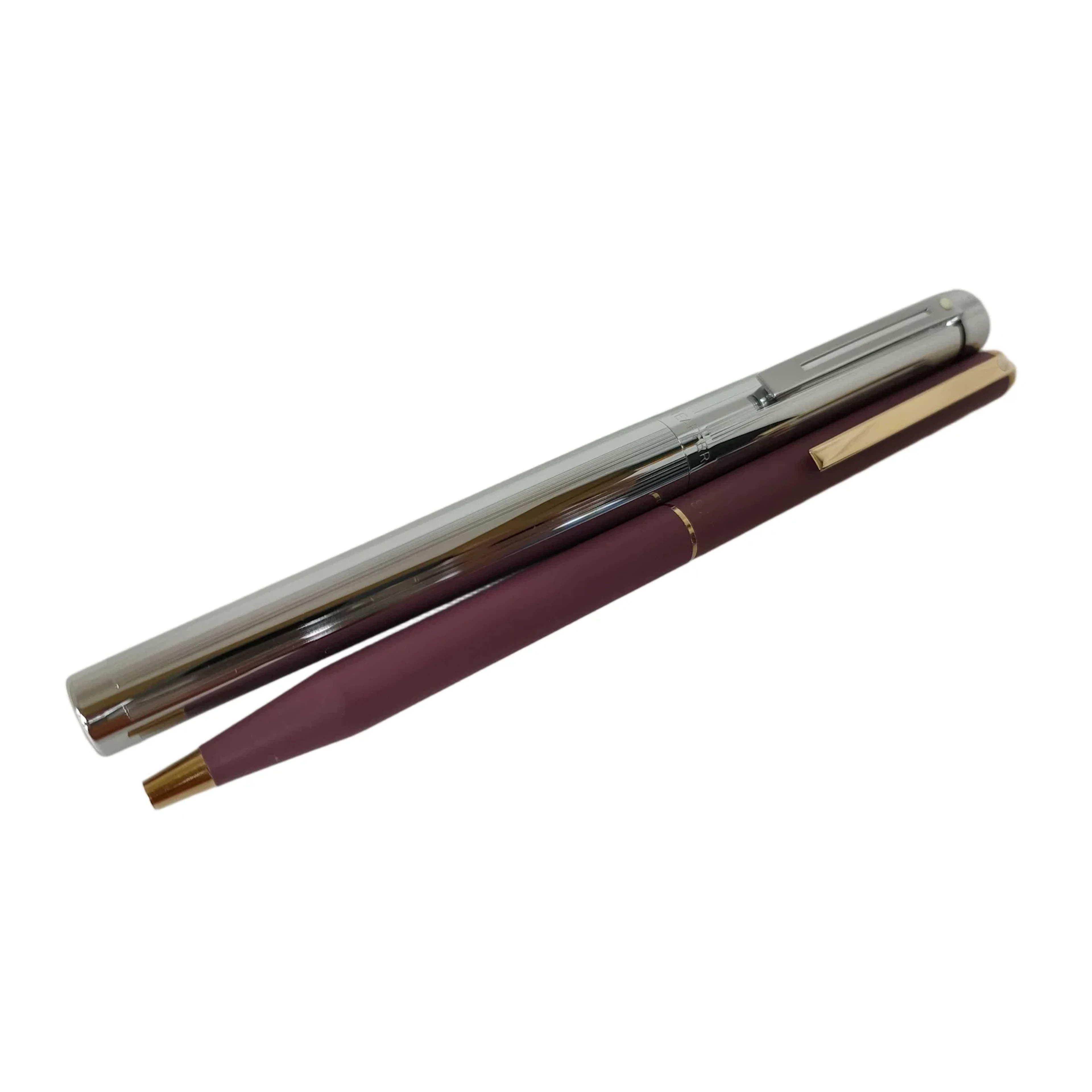 Sheaffer Purple and Silver Tone Metal Ballpoint Pens, Set of 2