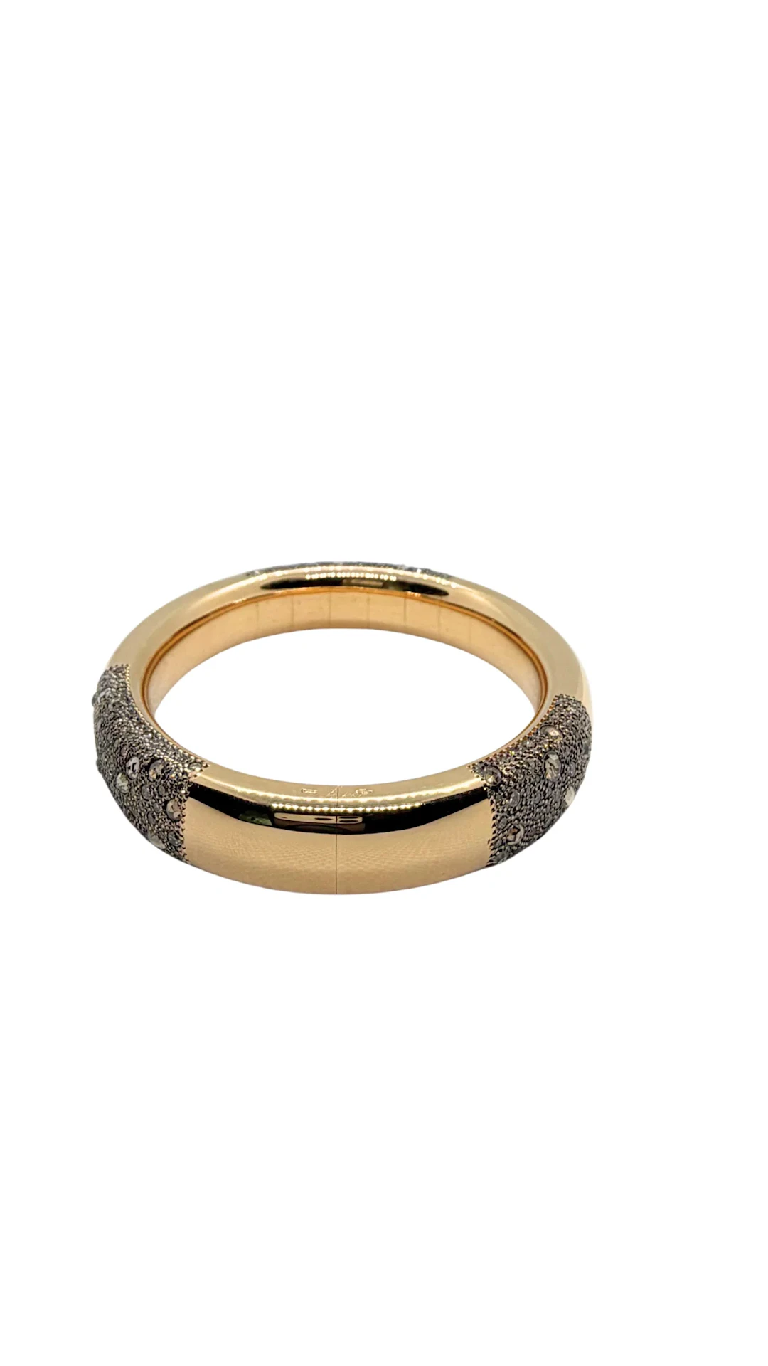 Pomellato Iconica Grey Silver Champagne Brown Diamonds Rose Gold Bangle Bracele