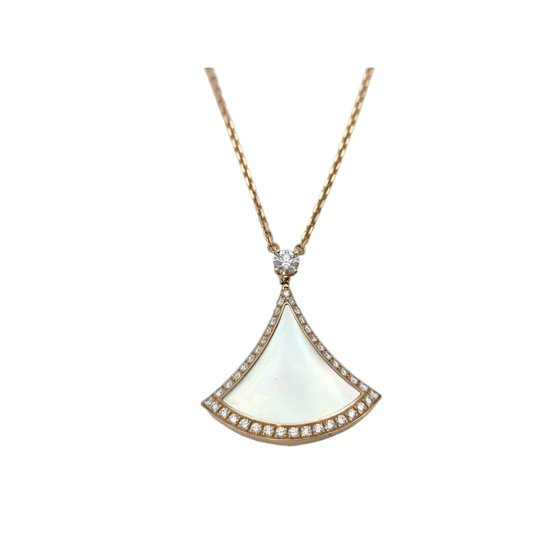 Bulgari Divas Dream White Mother of Pearl Diamond 18K Rose Gold Pendant
