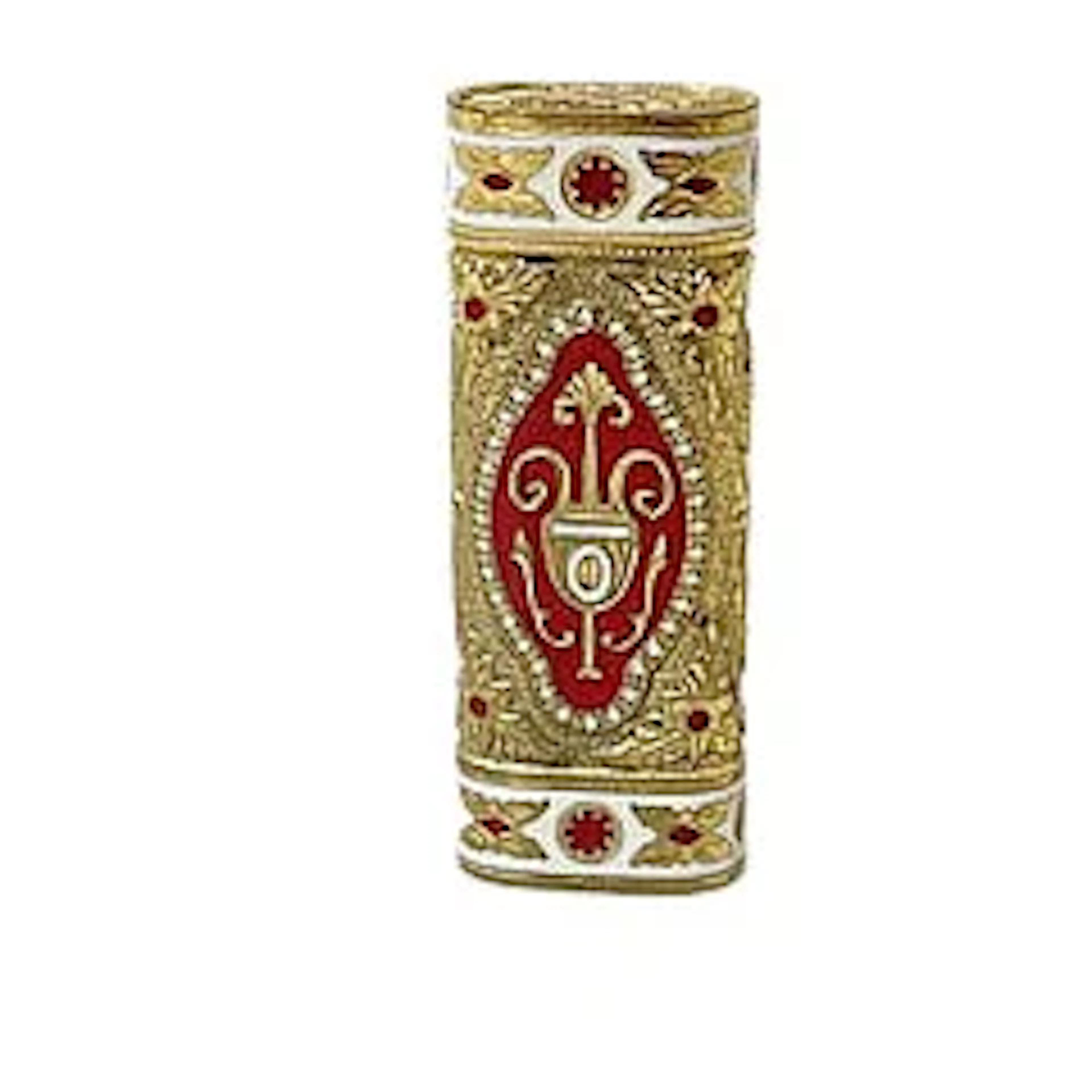 Cartier Vintage Gold Tone and Enamel Heraldic Motif Lighter