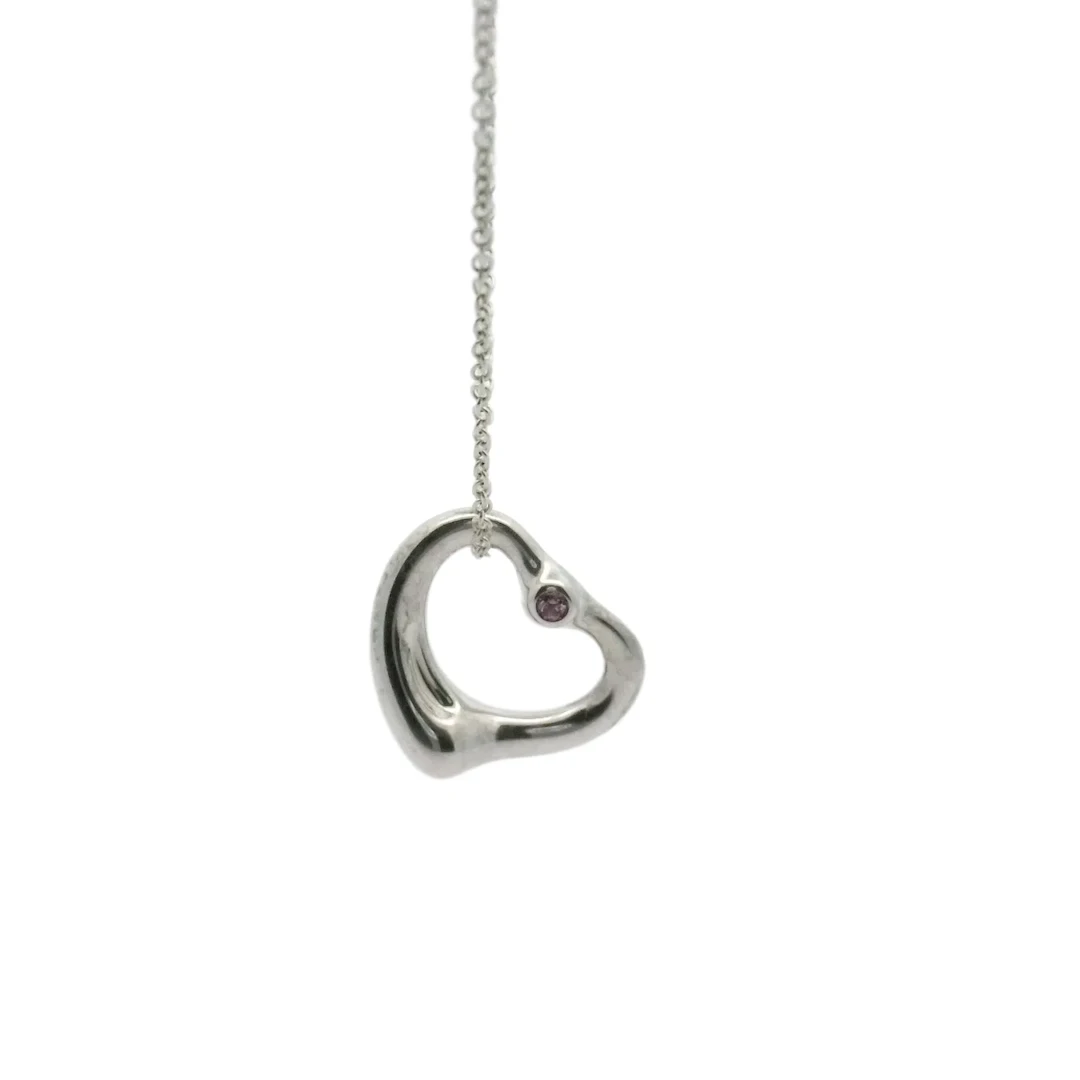 Tiffany & Co. Contemporary Sterling Silver Asymmetrical Heart Pendant Necklace