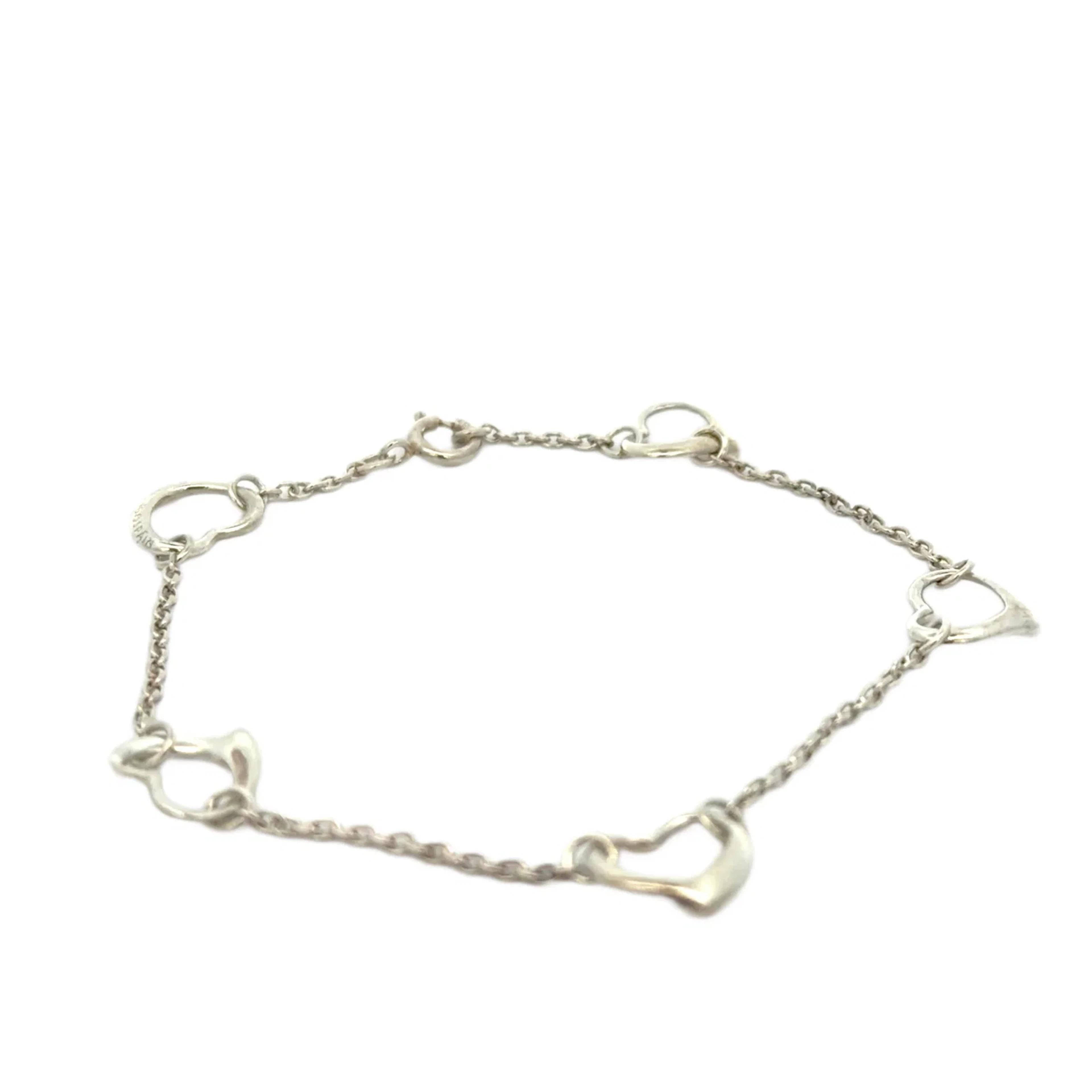 Tiffany & Co. Open Heart Five-Motif Sterling Silver Chain Bracelet