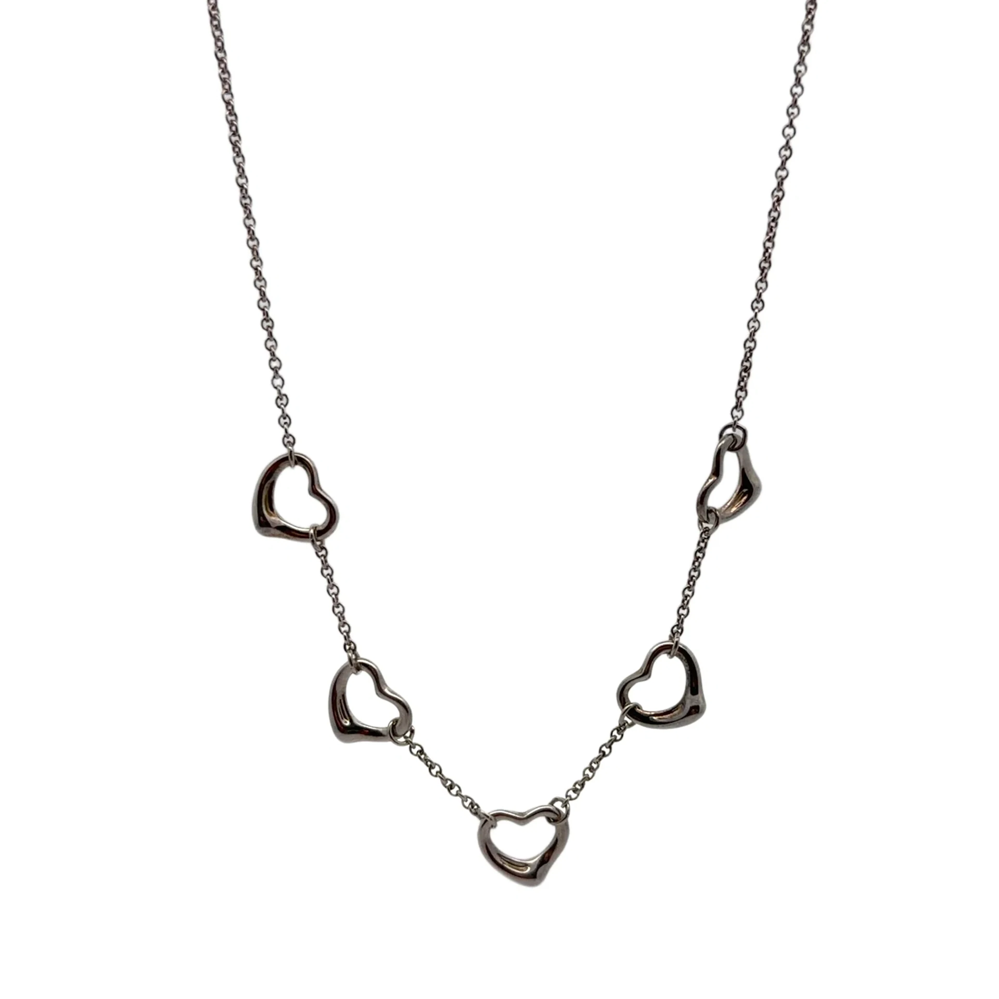 Tiffany & Co. Open Heart Five-Motif Sterling Silver Necklace