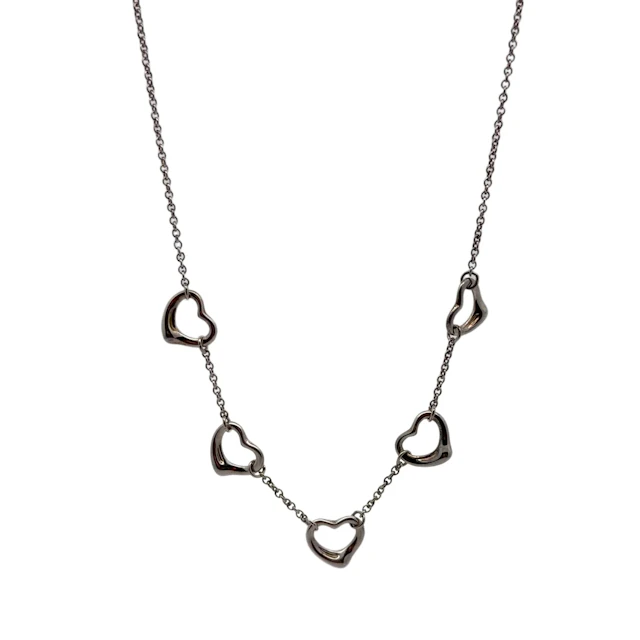 Tiffany & Co. Open Heart Five-Motif Sterling Silver Necklace