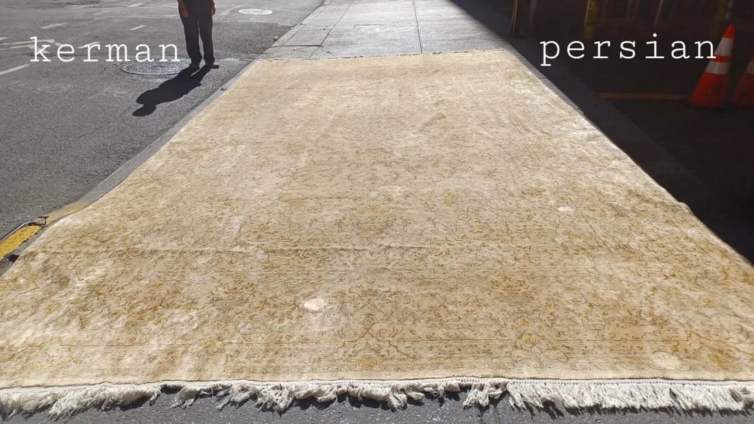 Kerman Persian Carpet C. 1930 12x21 Ft Ivory