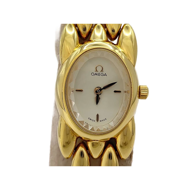 Omega Safette 6301354 Quartz Womens Watch with White Dial and 18K Gold Bracelet