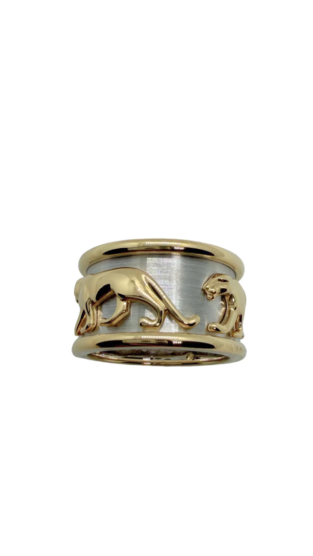 Cartier Vintage Walking Panthere 18K Two Tone Gold Panther Ring