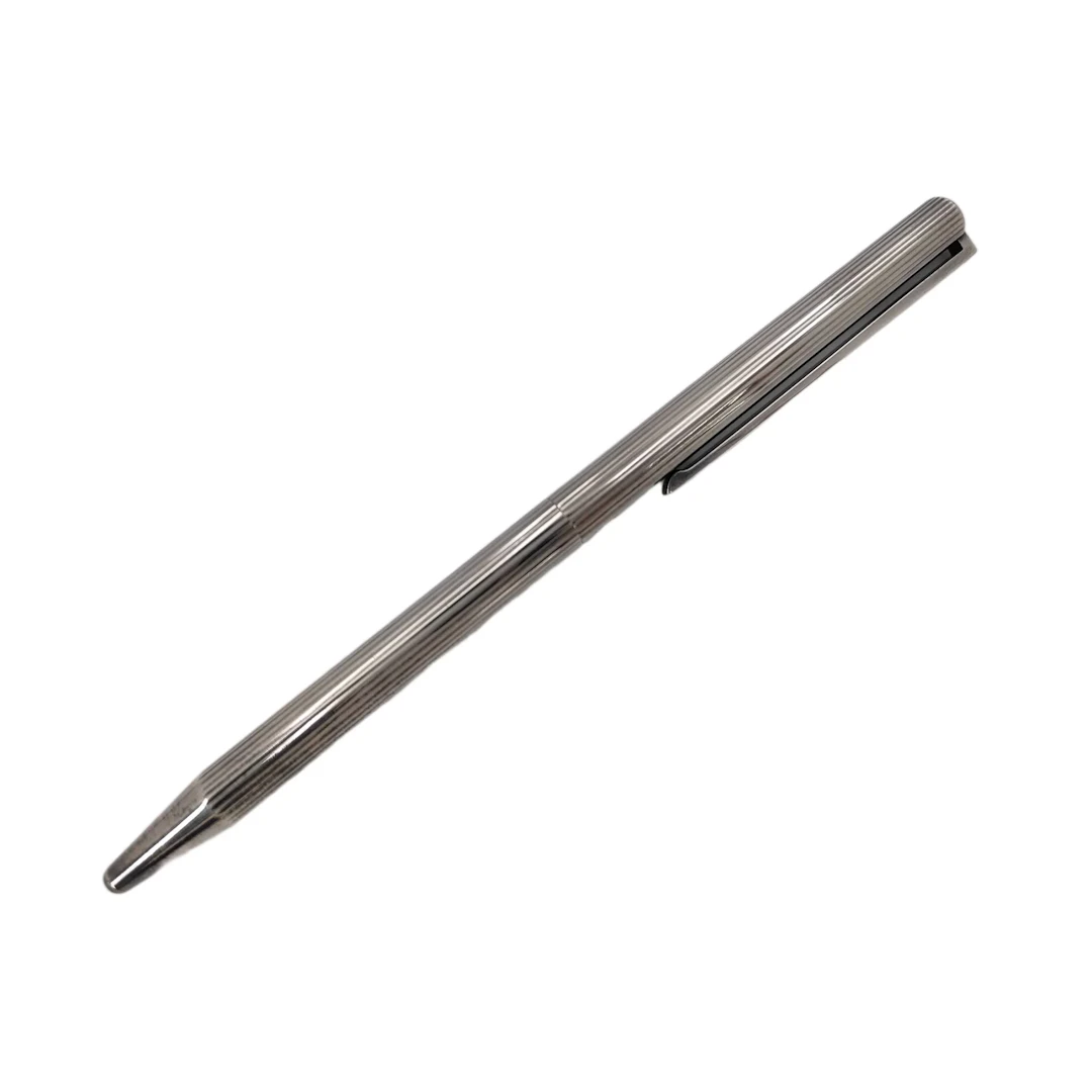S.T. Dupont Vintage Ribbed Silver Tone Metal Ballpoint Pen
