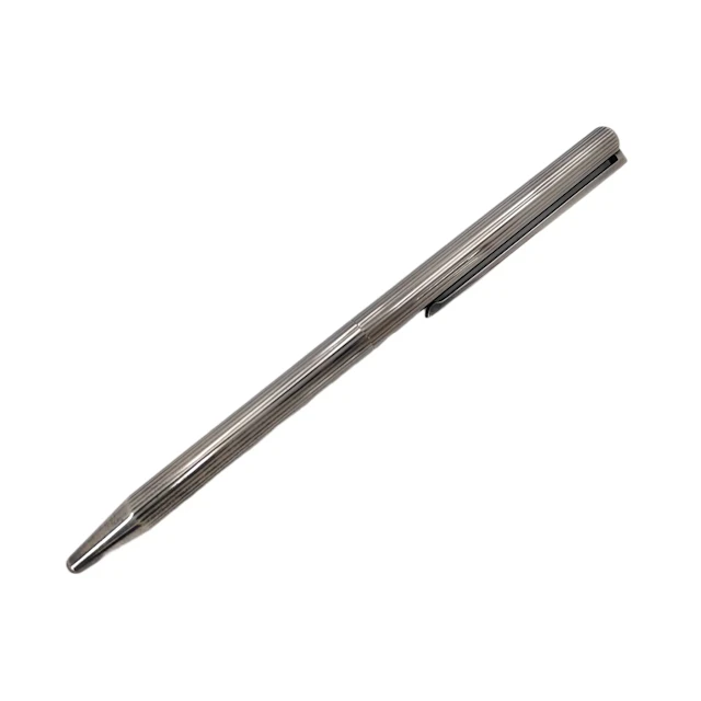 S.T. Dupont Vintage Ribbed Silver Tone Metal Ballpoint Pen