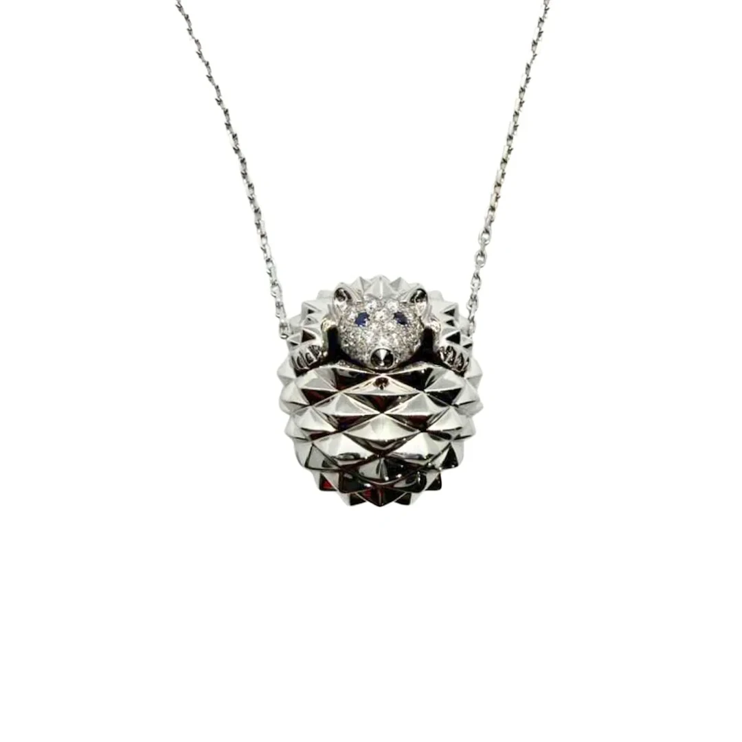 Boucheron Elisson 18K White Gold Hedgehog Pendant Necklace