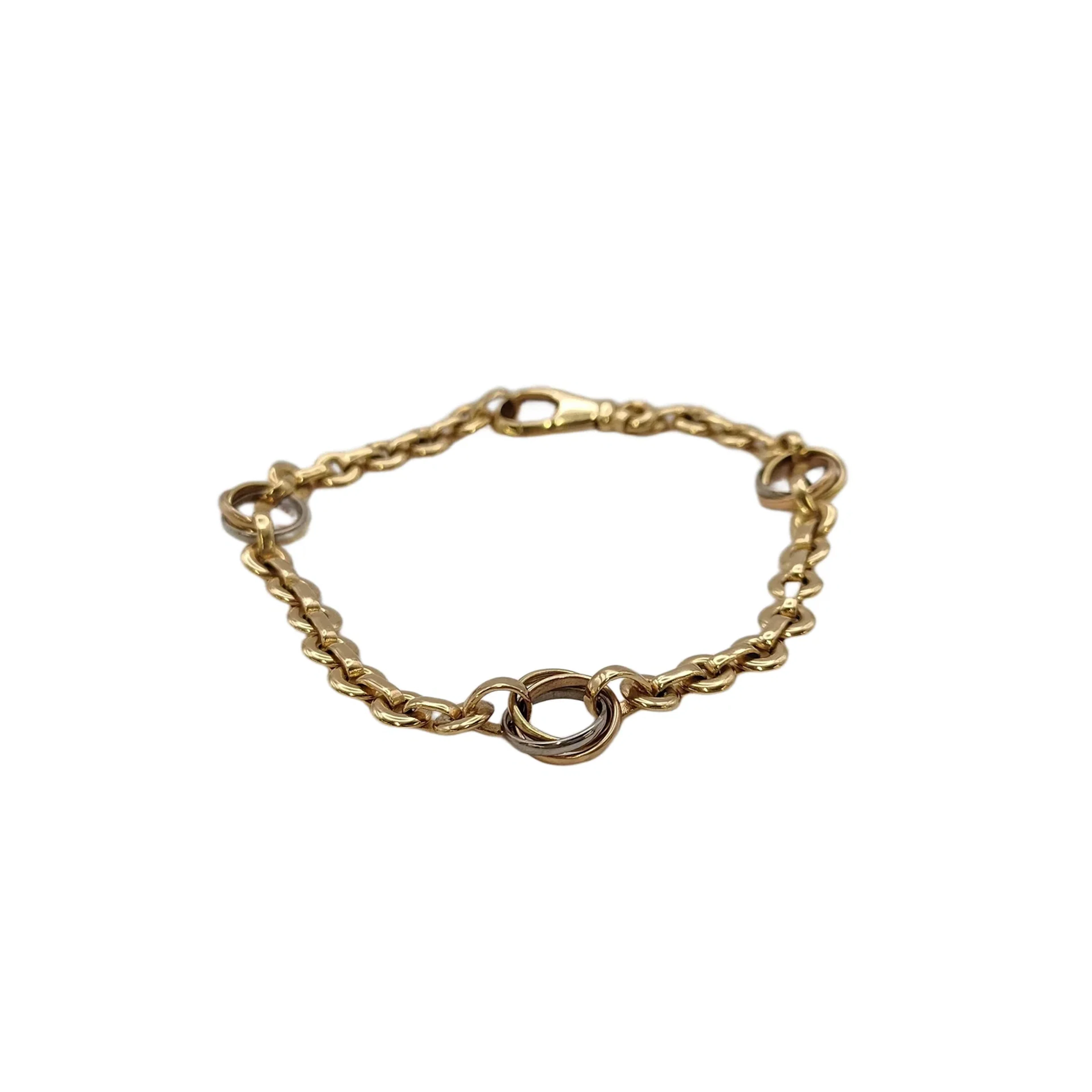 Cartier Vintage Trinity 18K Tri-Color Gold Unique Link Bracelet