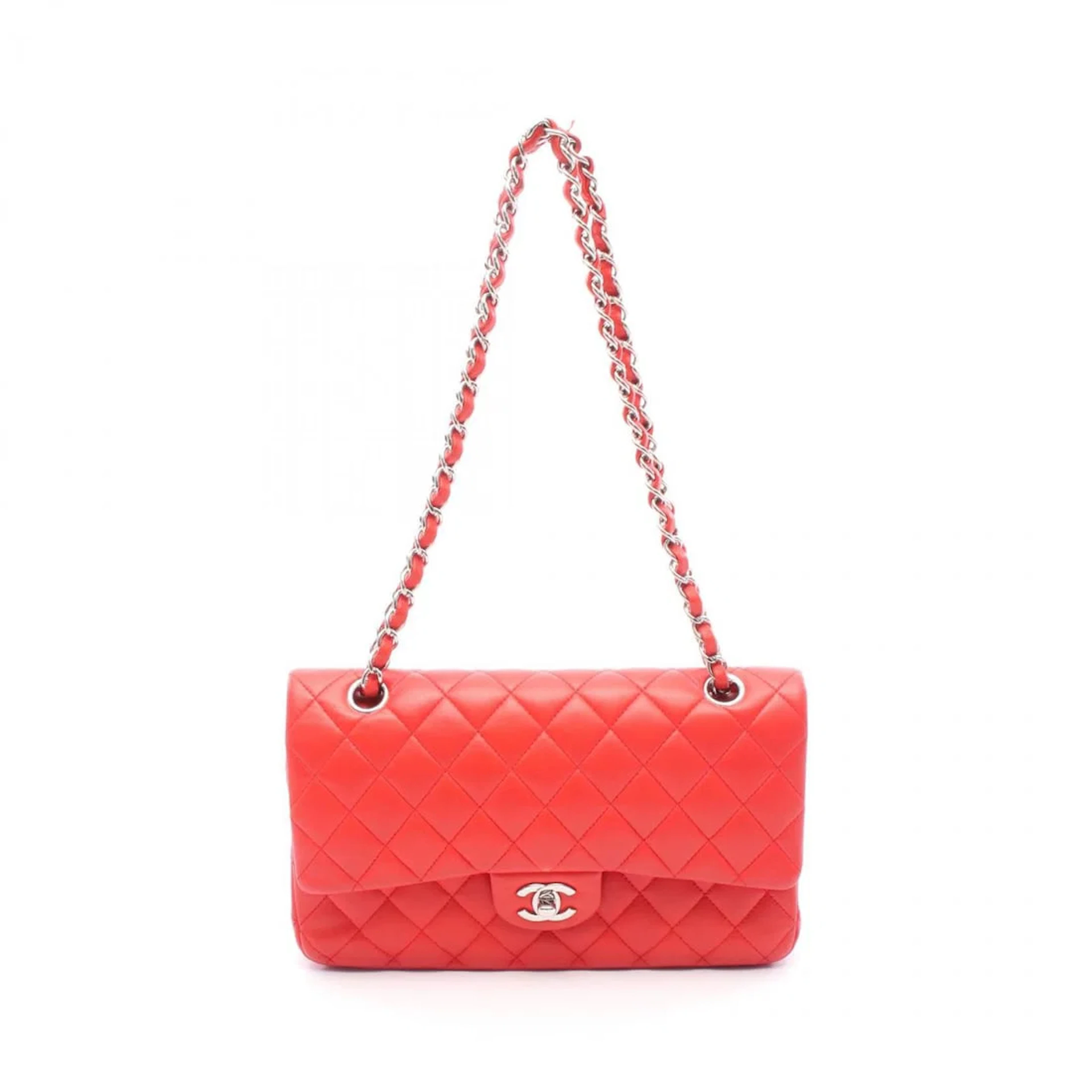 Chanel Red Matelasse Flap Shoulder Bag