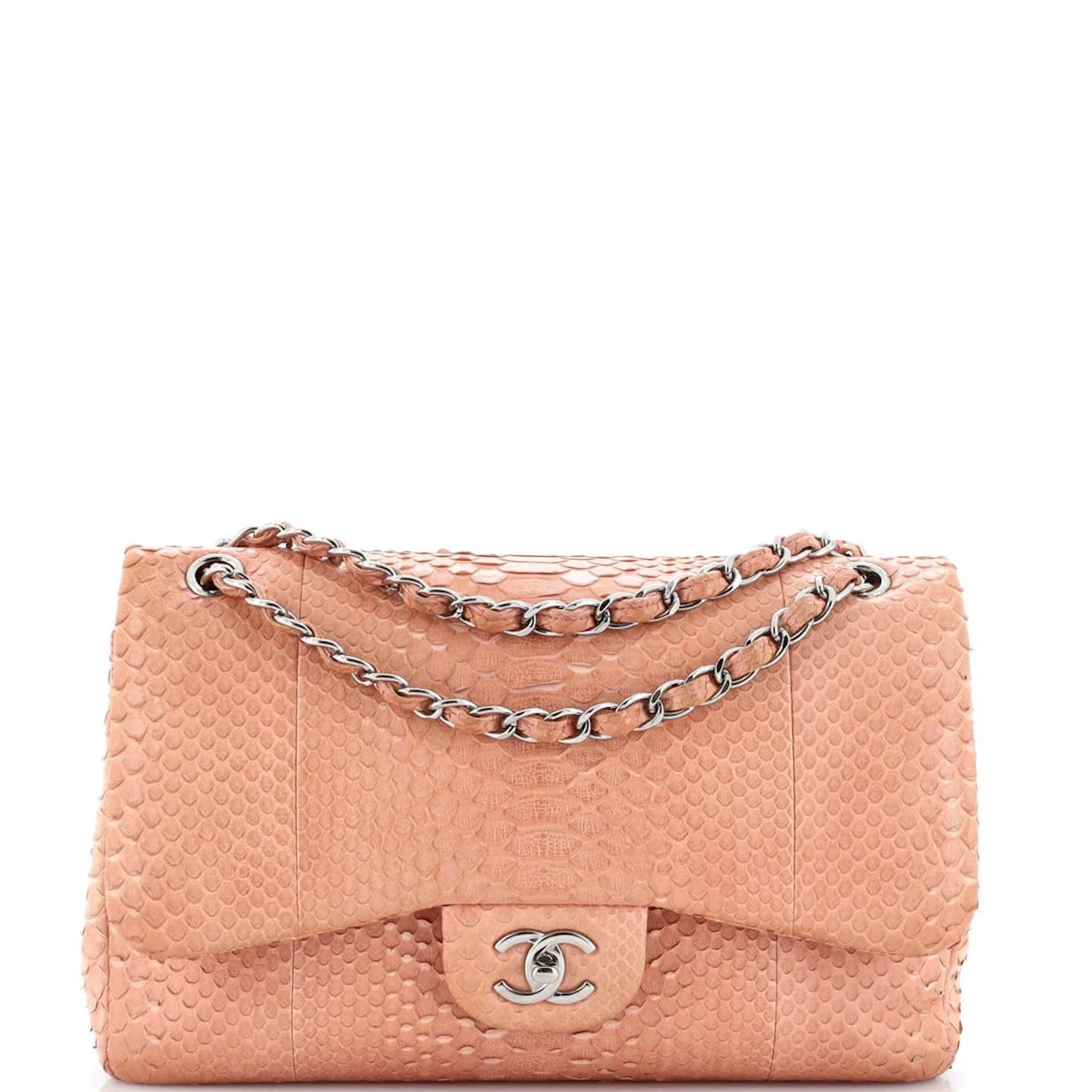 Chanel Matte Python Jumbo Double Flap Bag