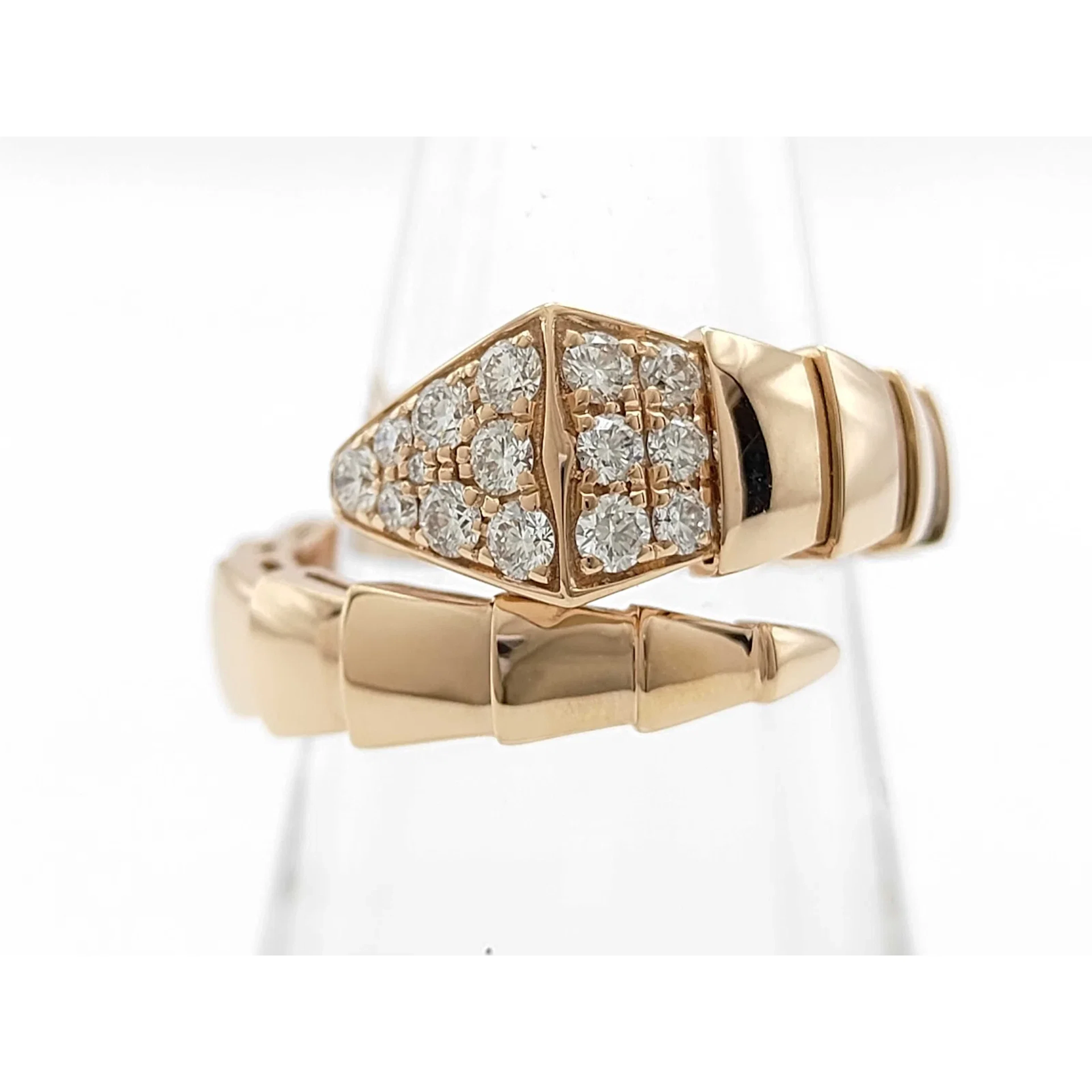 Bulgari Serpenti Viper Diamond 18K Rose Gold Ring, Size 58