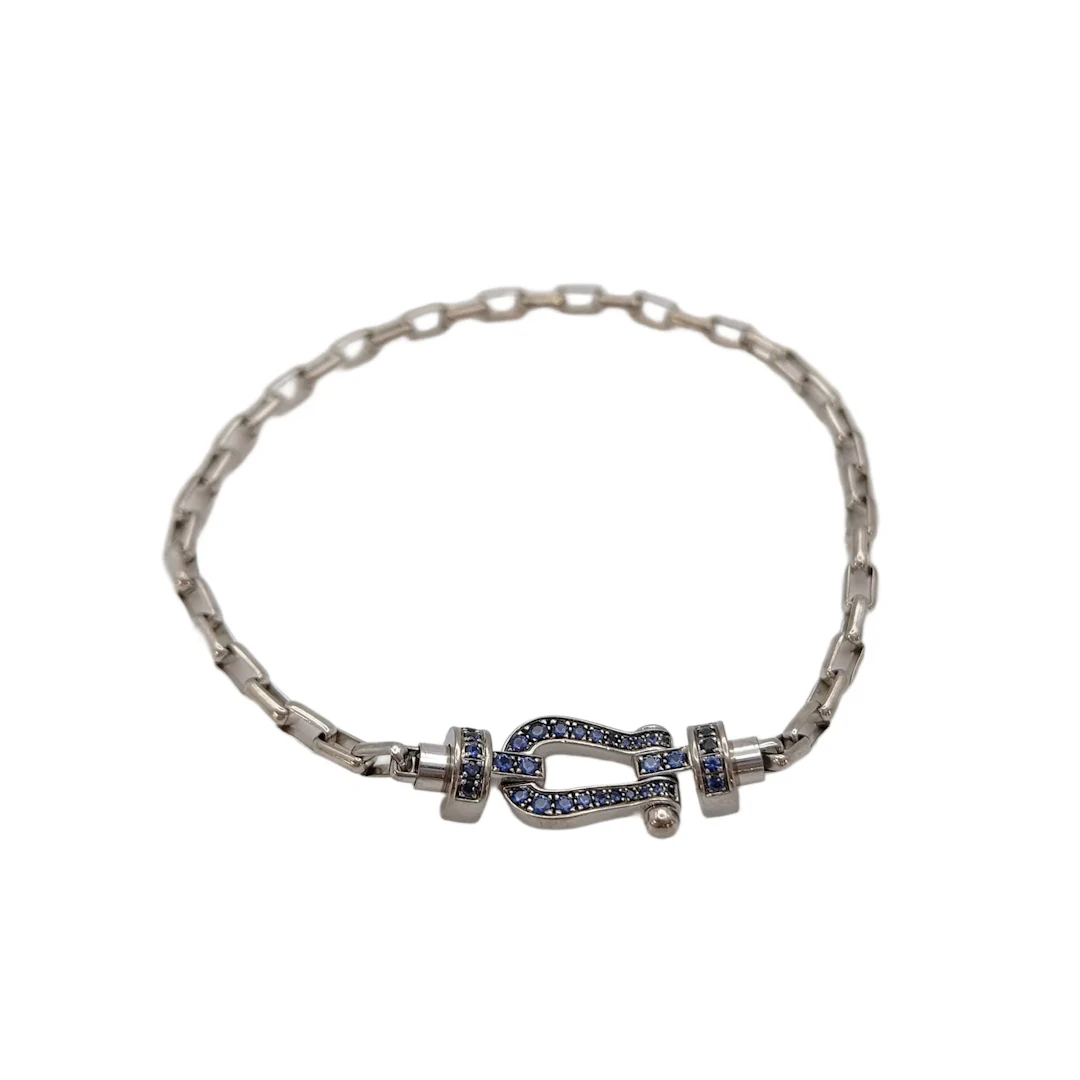 FRED Force 10 Blue Sapphire 18K White Gold Link Bracelet