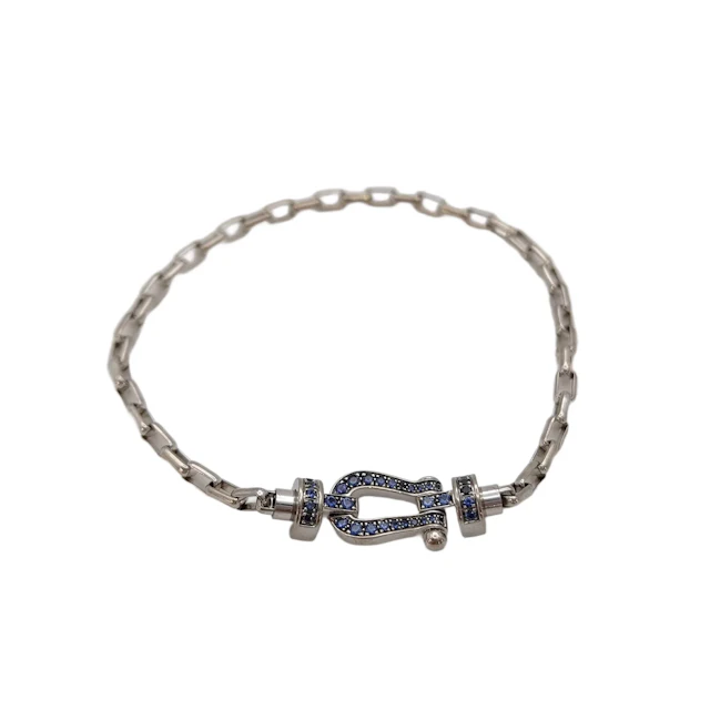FRED Force 10 Blue Sapphire 18K White Gold Link Bracelet