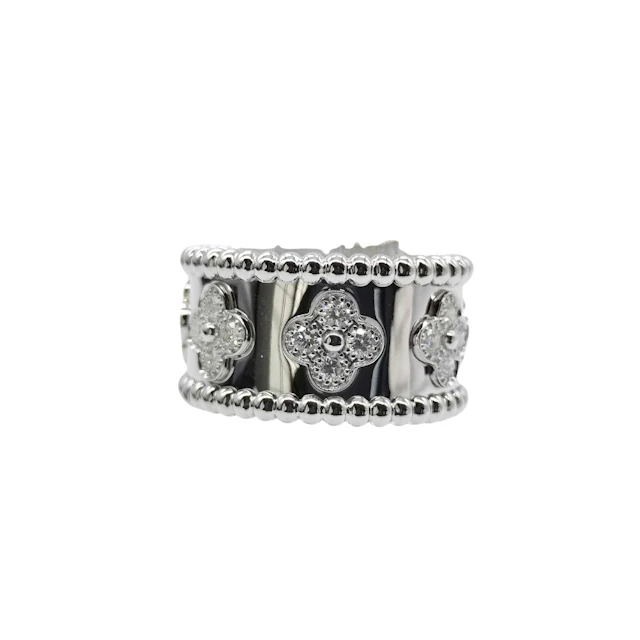 Van Cleef & Arpels Perlee Clovers Diamond 18K White Gold Ring