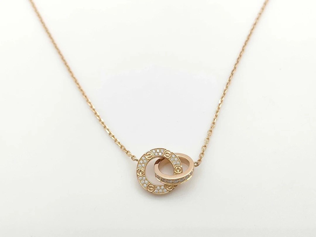 Cartier Love Circle Diamond 18K Rose Gold Necklace