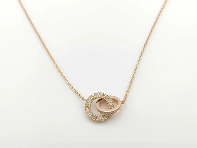 Cartier Love Circle Diamond 18K Rose Gold Necklace