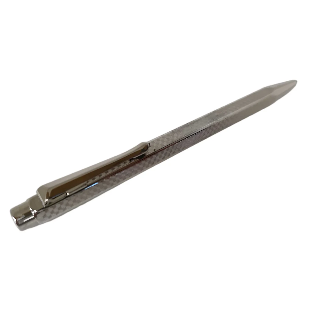 Caran d Ache Geneva Textured Silver Tone Metal Ballpoint Pen