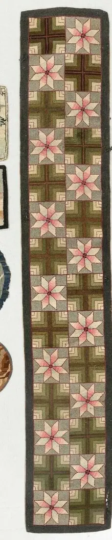 Antique Hooked Runner Rug, c. 1850-1875