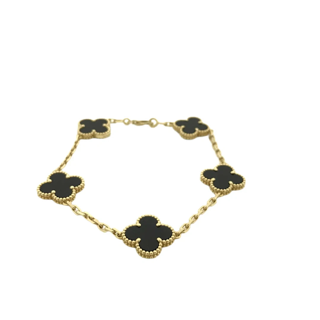 Van Cleef & Arpels Vintage Alhambra Black Onyx 18K Yellow Gold Bracelet