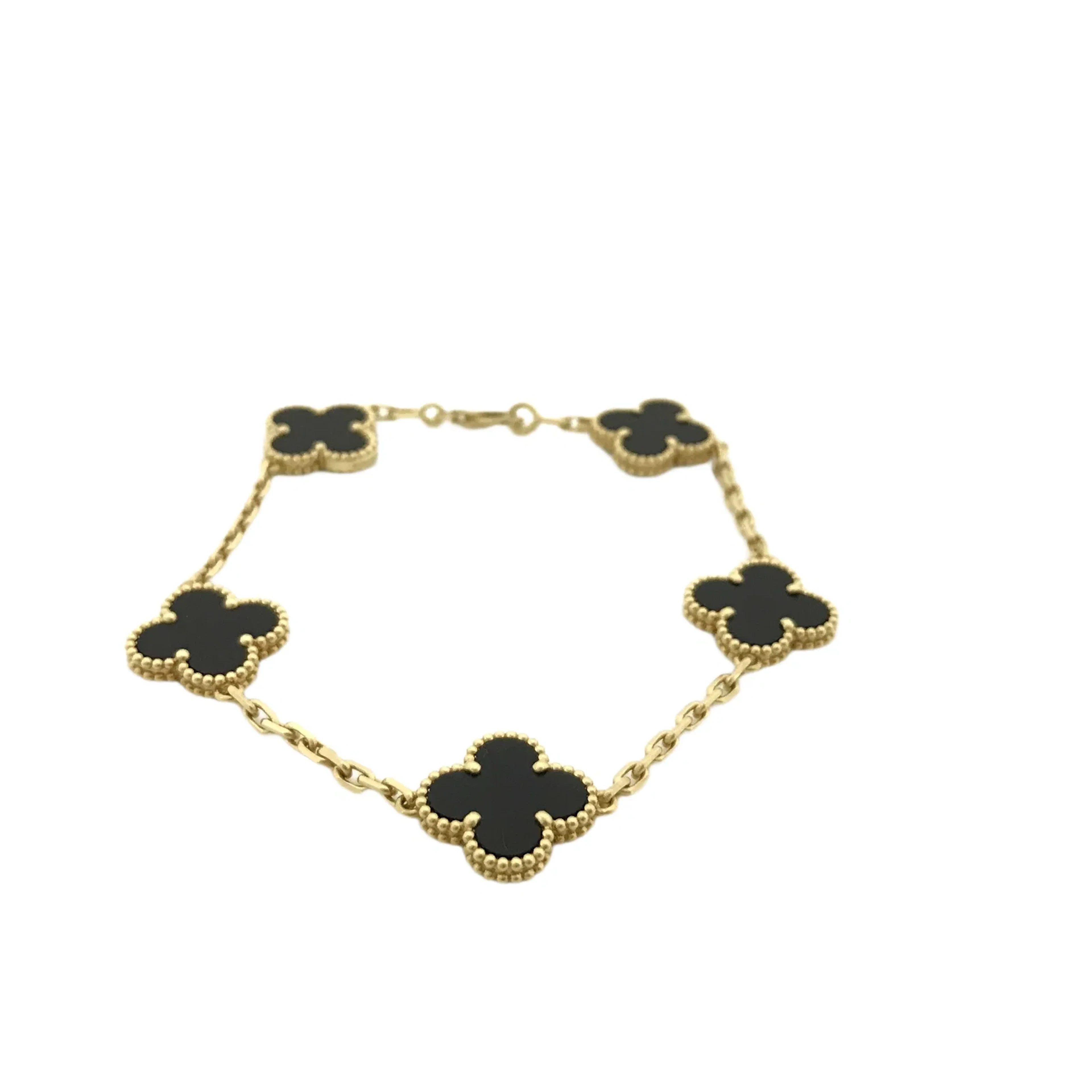 Van Cleef & Arpels Vintage Alhambra Black Onyx 18K Yellow Gold Bracelet