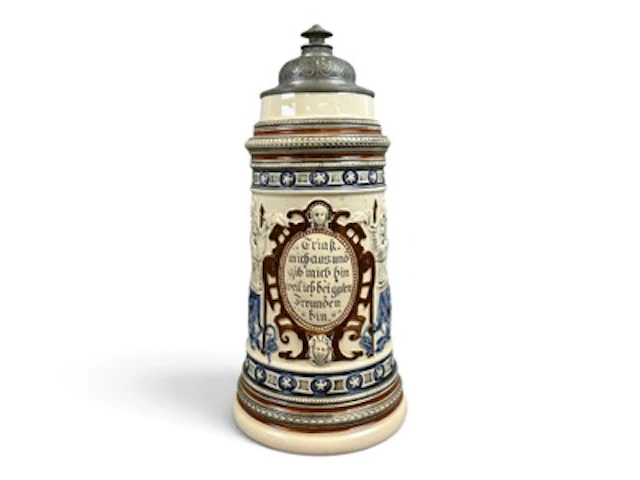 German Blue & Brown Stoneware Beer Stein