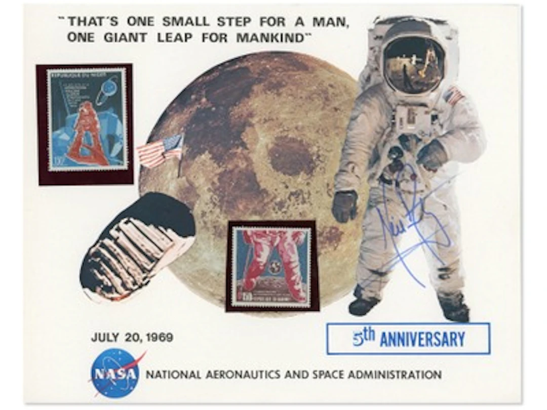 Neil Armstrong Apollo 11 5th Anniversary Signed Photo - Grad