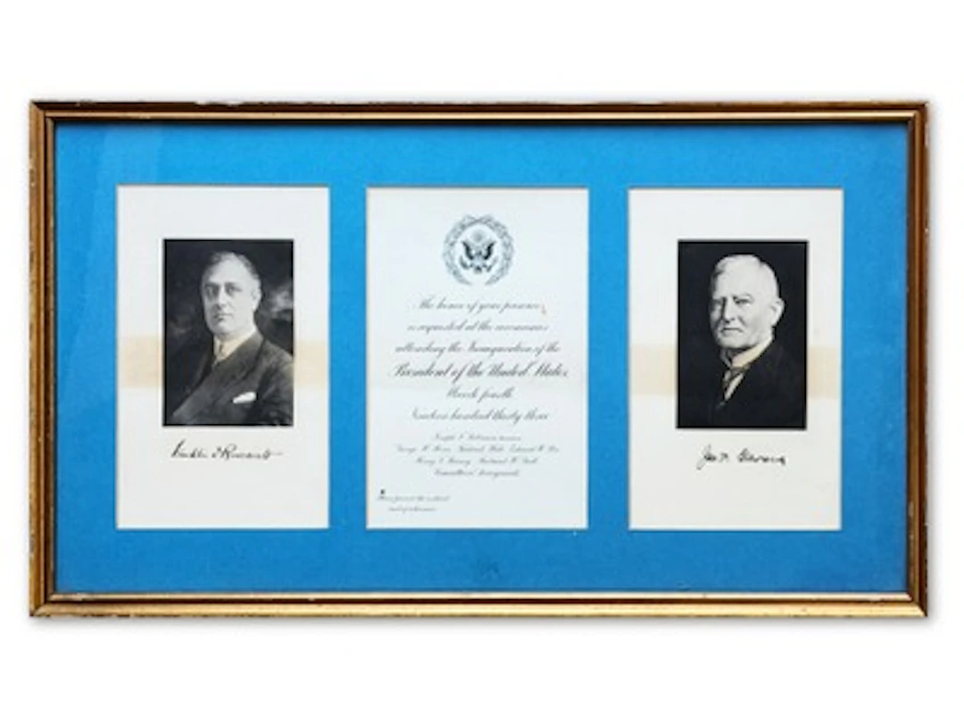 FDR 1933 Inaugural Invitation Display
